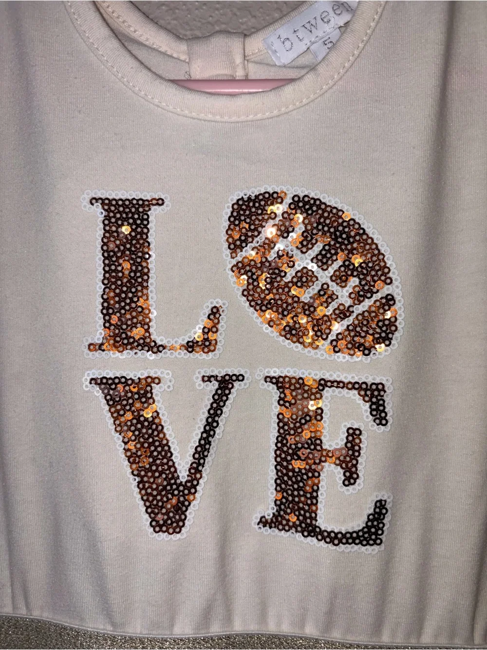 NWT Btween Girls 5 Cream Long Sleeve Sequin Football Dress Tutu Skirt Gold